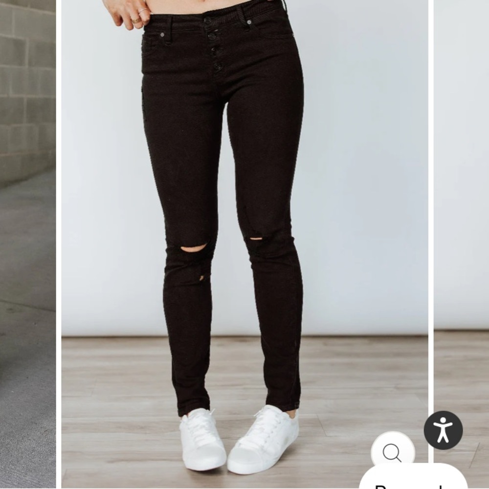 Ampersand Ave 426 Black Distressed Skinny Jeans 27
